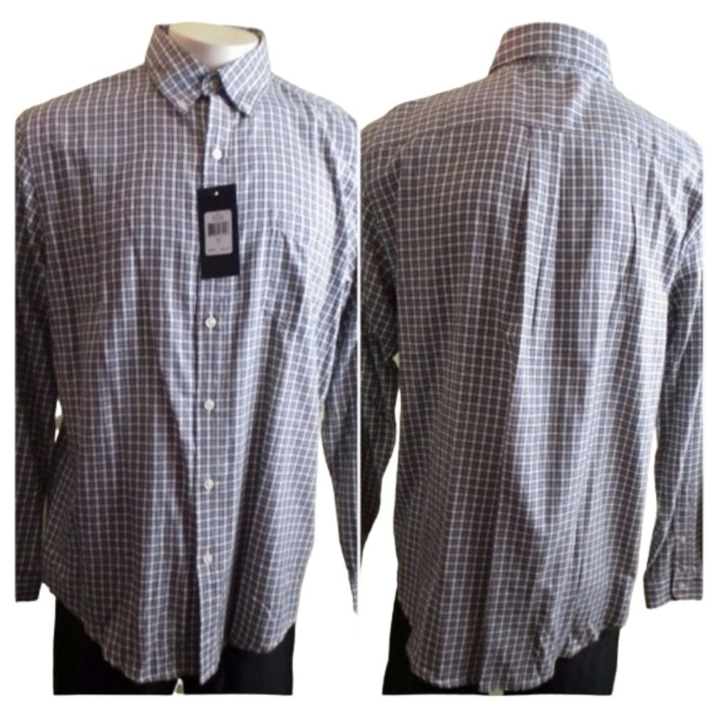 NWT Classic Fit Checked Twill Casual Button down shirt Red Lodge storm grey - Picture 3 of 11